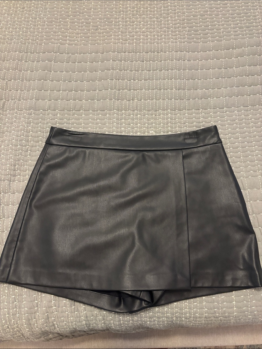 Women’s Black Faux Leather Mini Skort